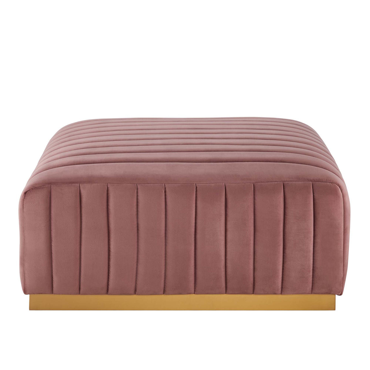 Evoke Velvet Ottoman | Modular Sectional Component, Gold & Dusty Rose