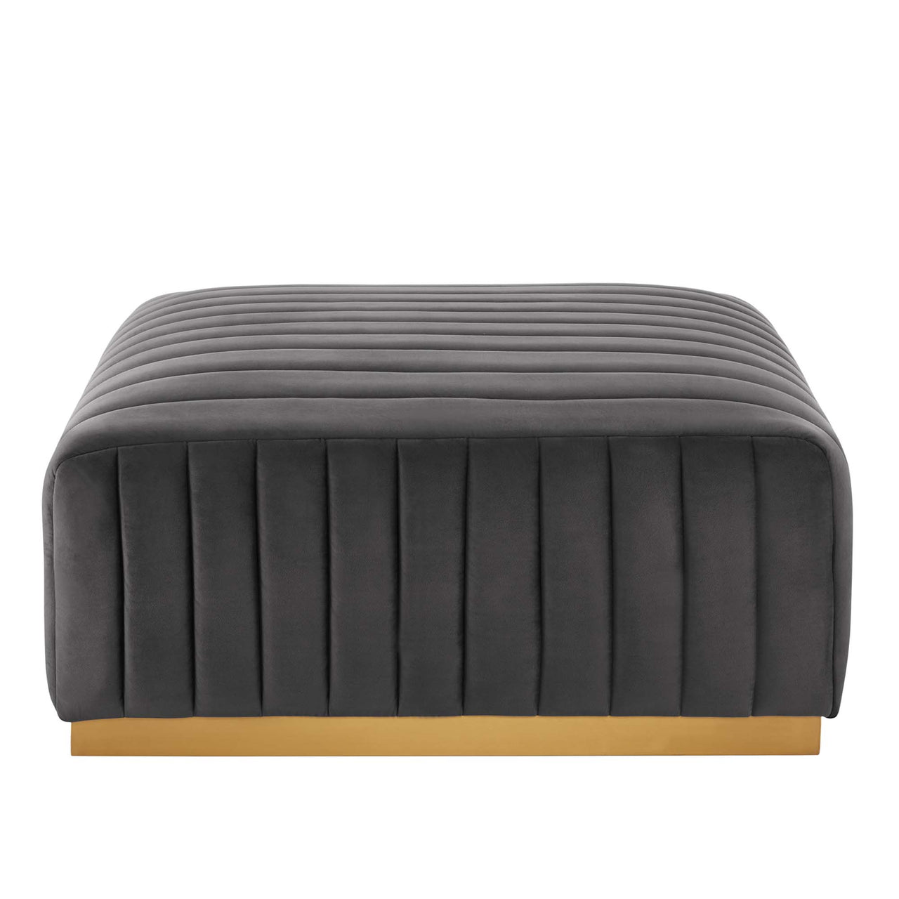 Evoke Velvet Ottoman | Modular Sectional Component, Gold & Gray
