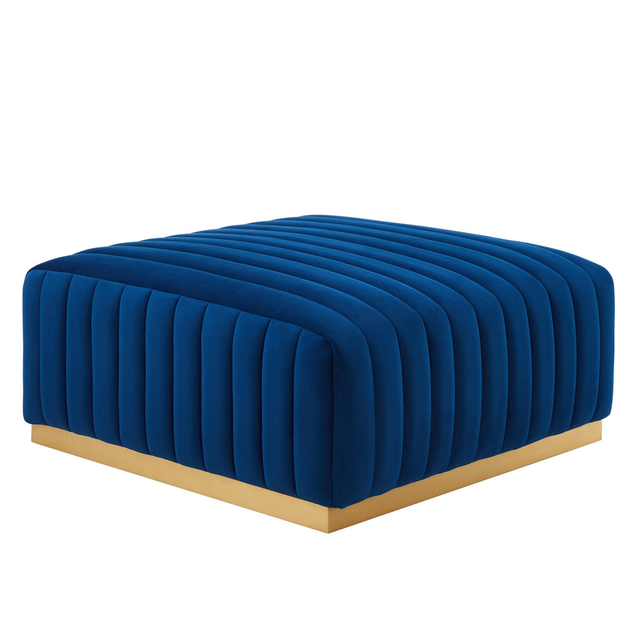 Evoke Velvet Ottoman | Modular Sectional Component, Gold & Navy