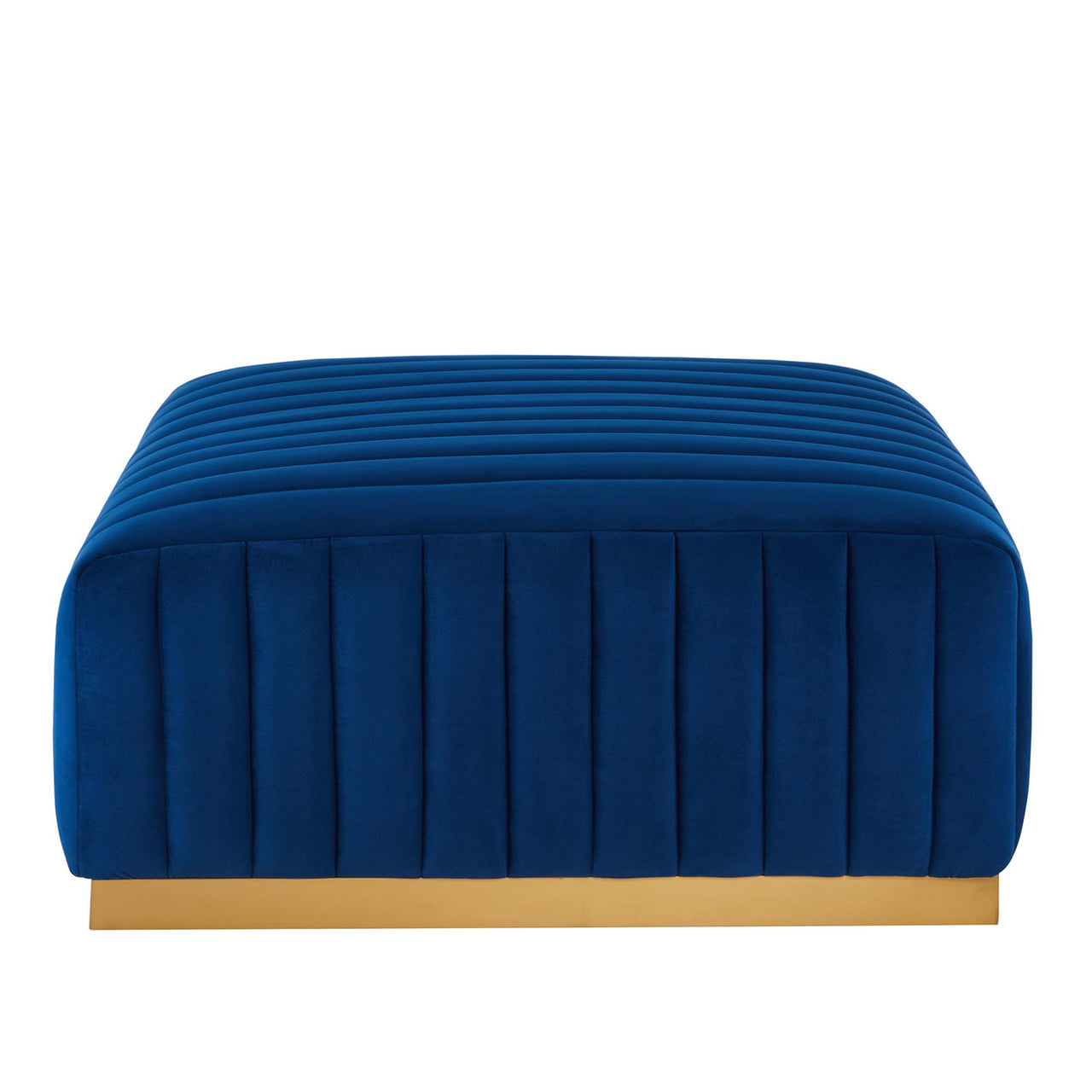 Evoke Velvet Ottoman | Modular Sectional Component, Gold & Navy