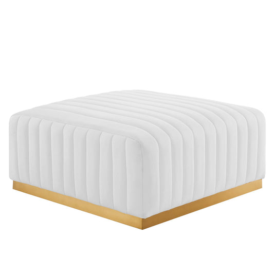 Evoke Velvet Ottoman | Modular Sectional Component, Gold & White