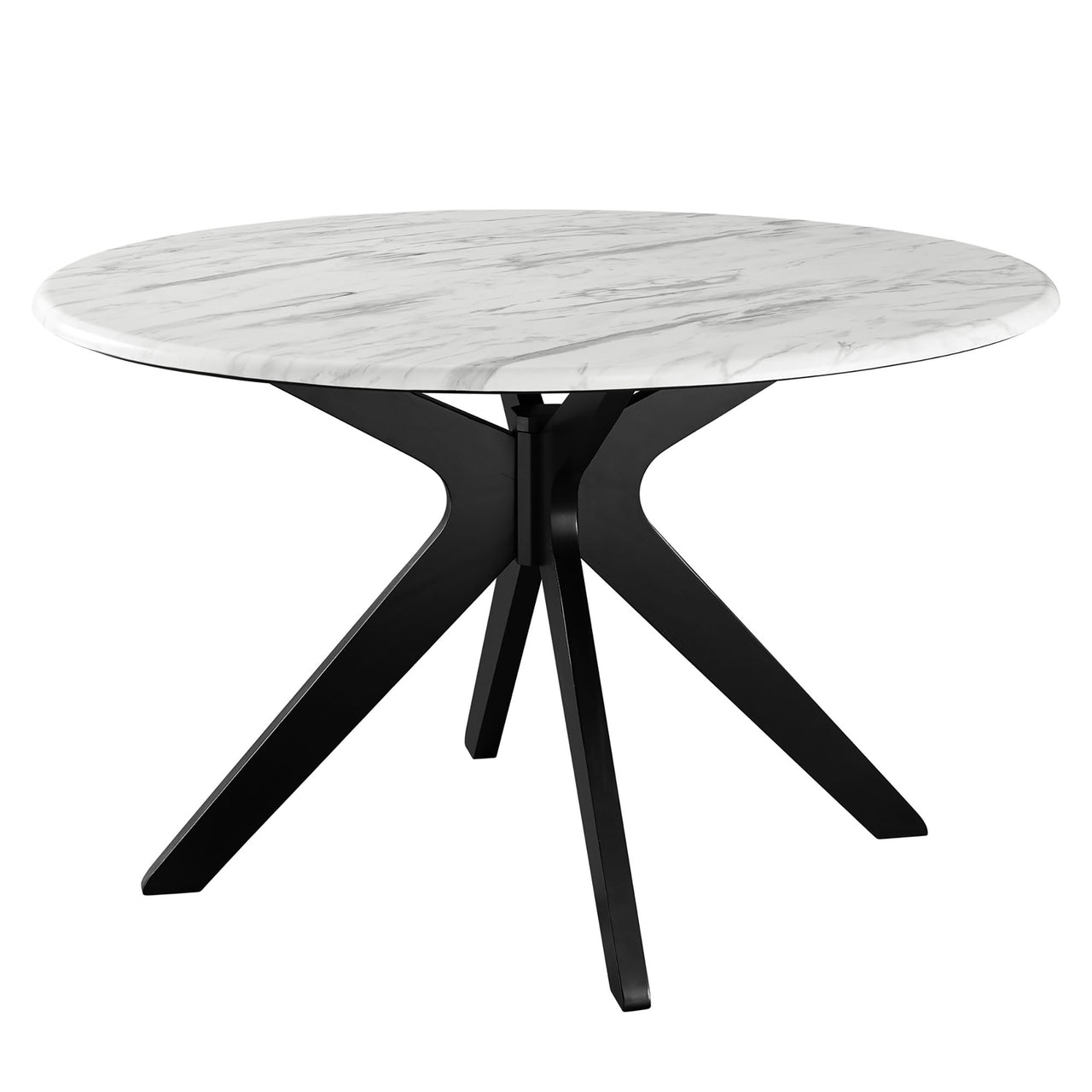 Boomerang Round Faux Marble Dining Table, Black & White