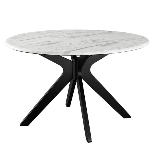 Boomerang Round Faux Marble Dining Table, Black & White