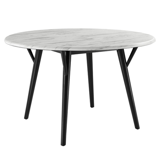 Valmere Round Faux Marble Dining Table, Large, Black & White