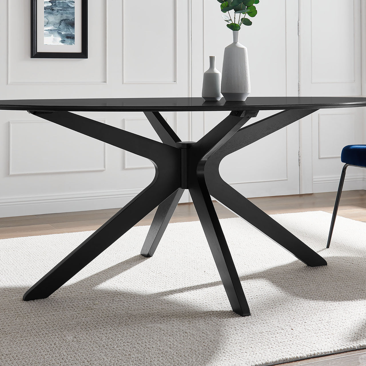 Boomerang Oval Dining Table, Medium, Black