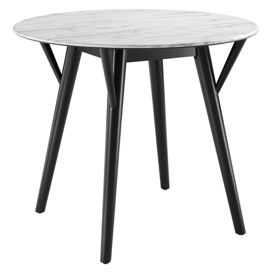 Valmere Round Faux Marble Dining Table, Small, Black & White
