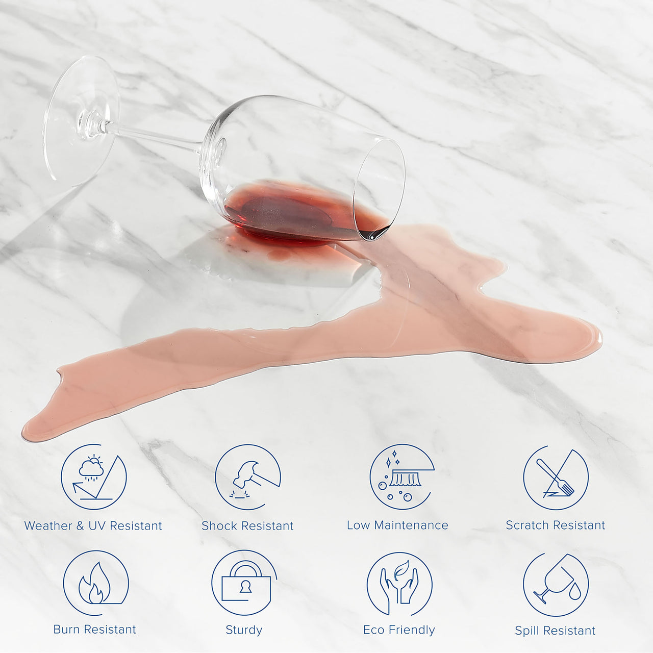 Valmere Round Faux Marble Dining Table, Small, Black & White