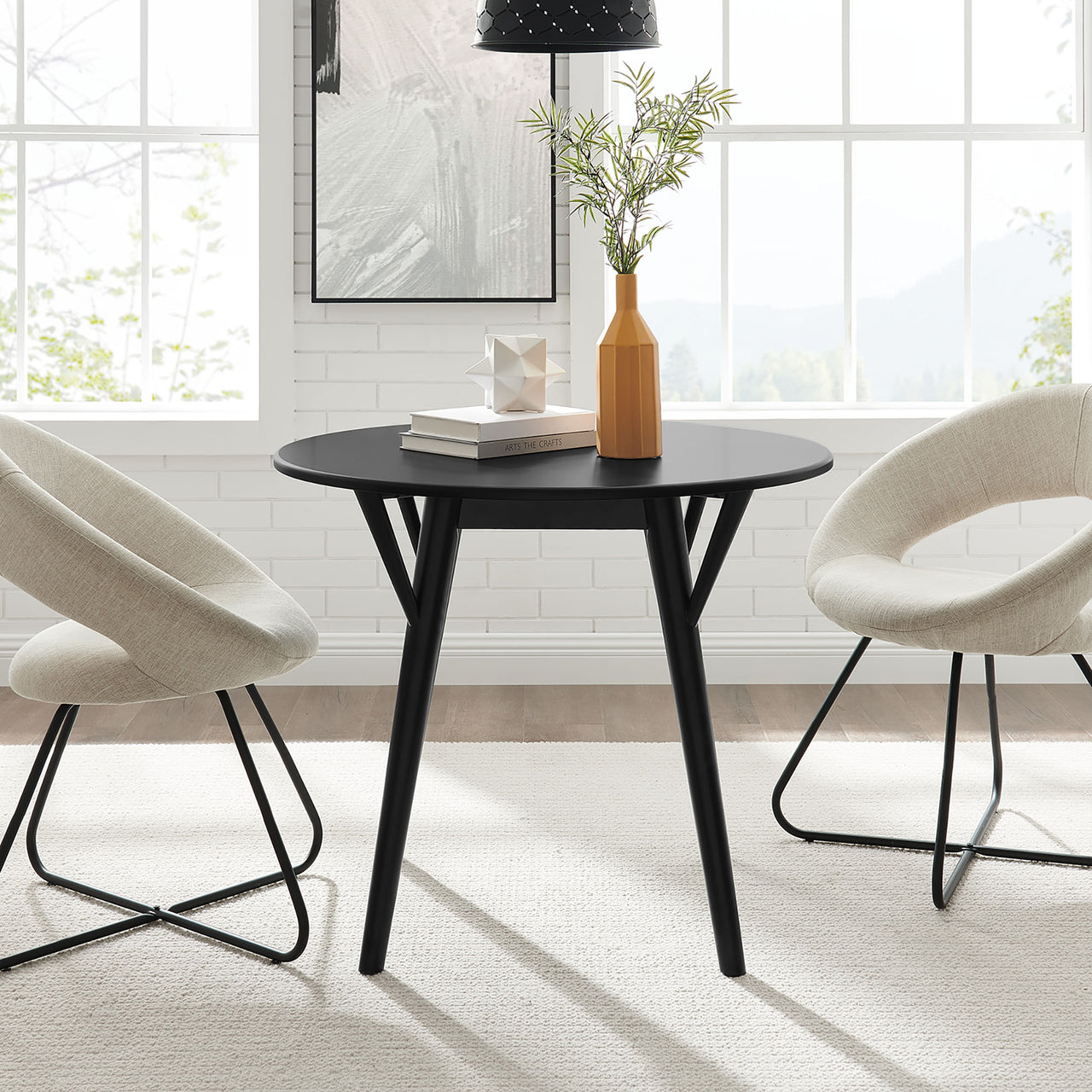 Valmere Round Dining Table, Small, Black
