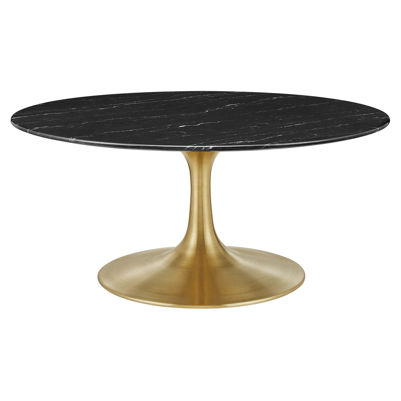 Ensemble Round Faux Marble Coffee Table, Medium, Gold & Black