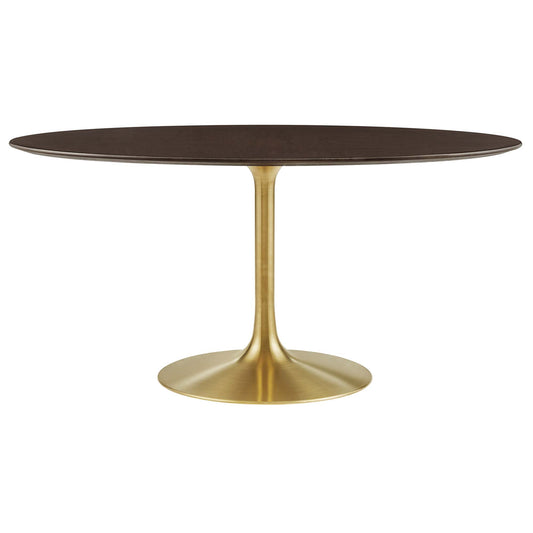 Ensemble Oval Dining Table, Large, Gold & Cherry Walnut