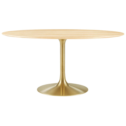 Ensemble Oval Dining Table, Large, Gold & Natural Wood