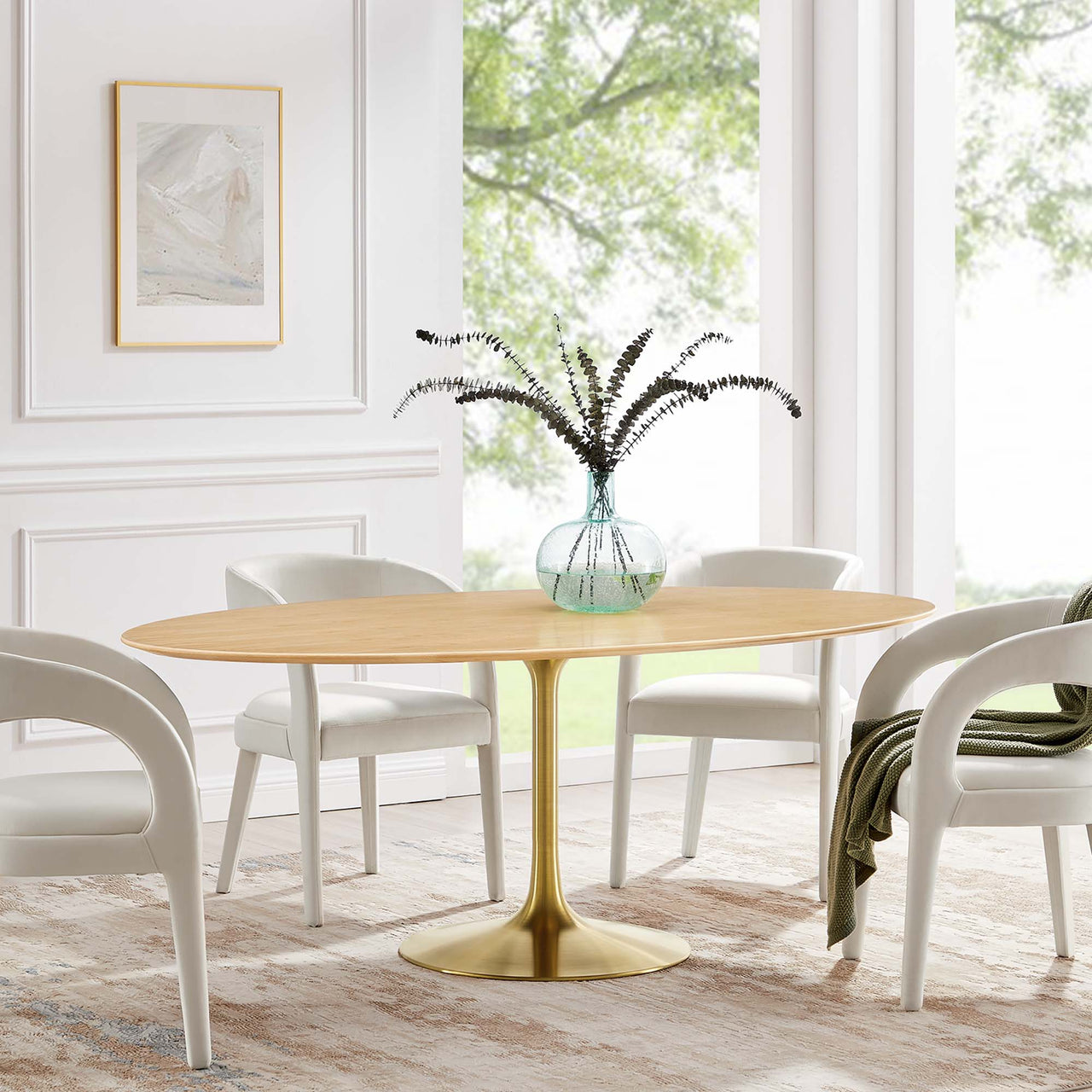 Ensemble Oval Dining Table, Extra Large, Gold & Natural Wood