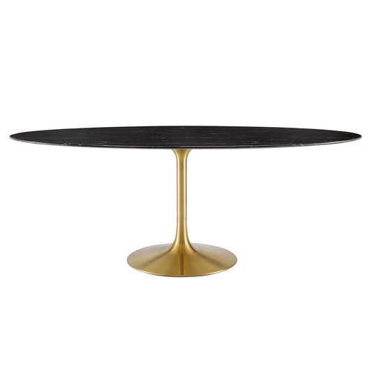 Ensemble Oval Faux Marble Dining Table, Extra Large, Gold & Black