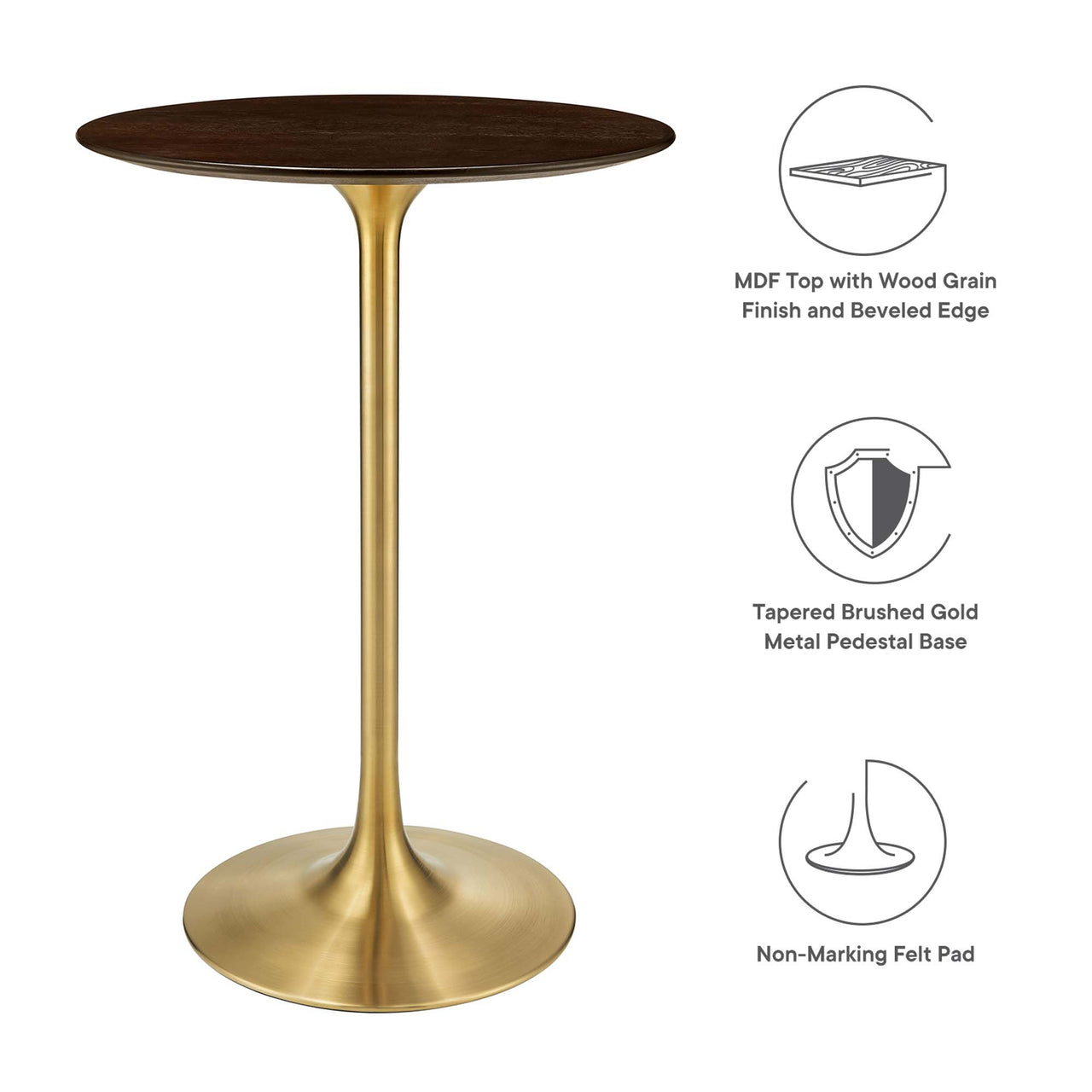 Ensemble Round Bar Table, Gold & Cherry Walnut