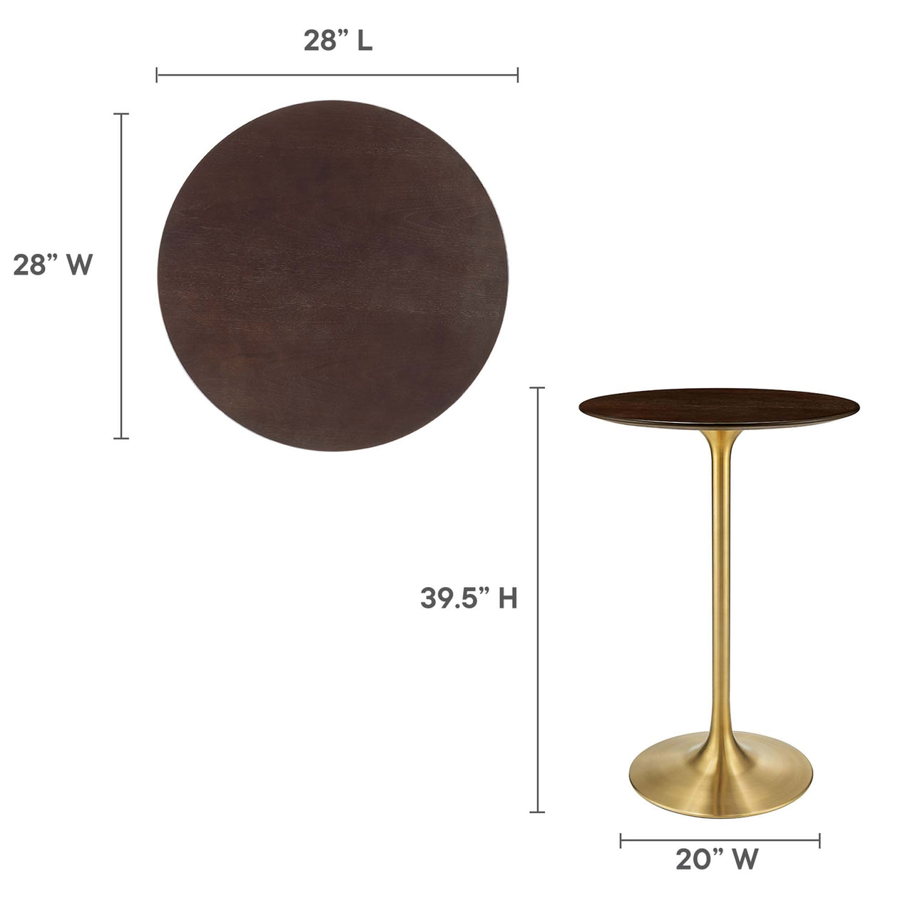 Ensemble Round Bar Table, Gold & Cherry Walnut