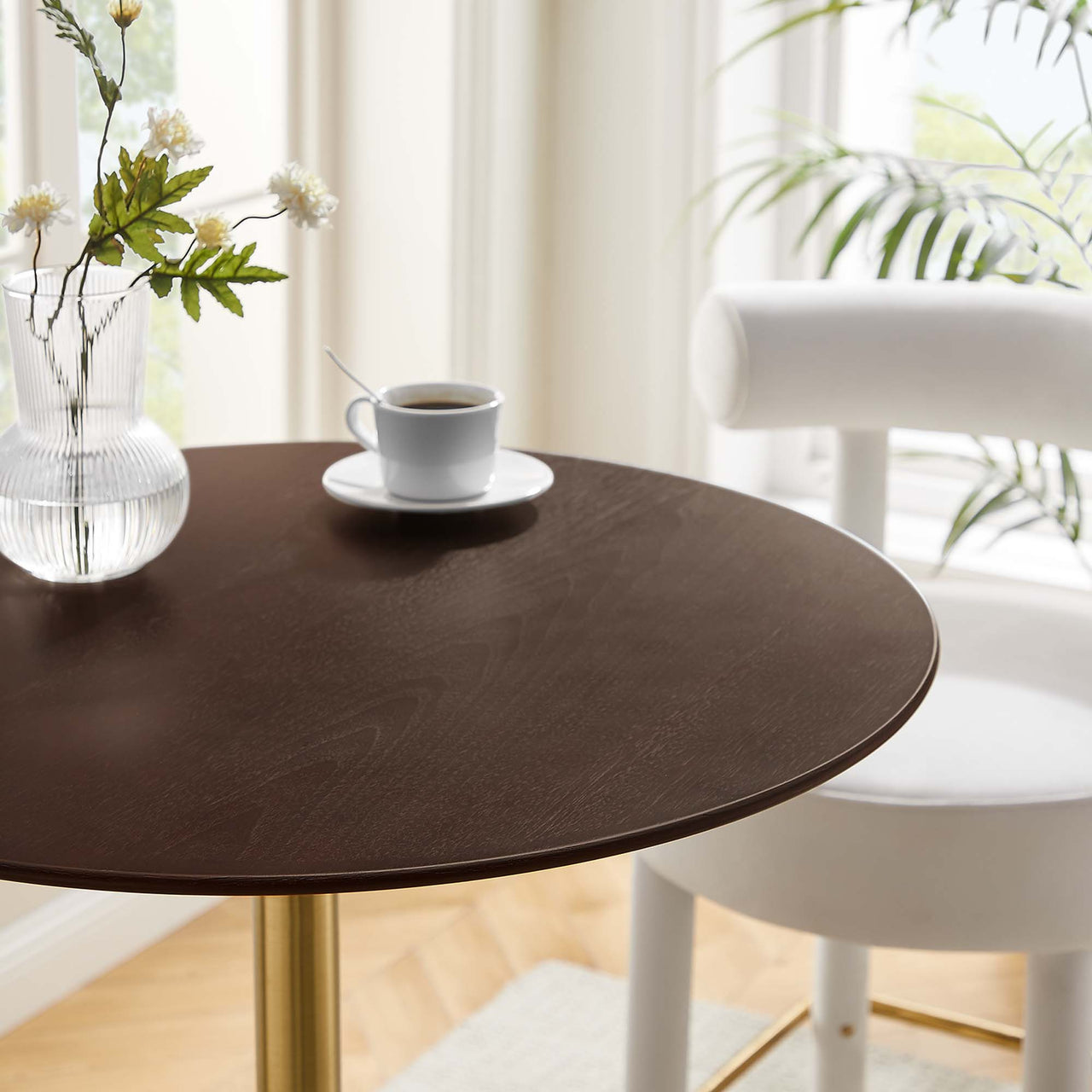 Ensemble Round Bar Table, Gold & Cherry Walnut