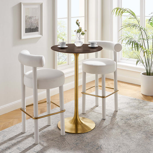 Ensemble Round Bar Table, Gold & Cherry Walnut