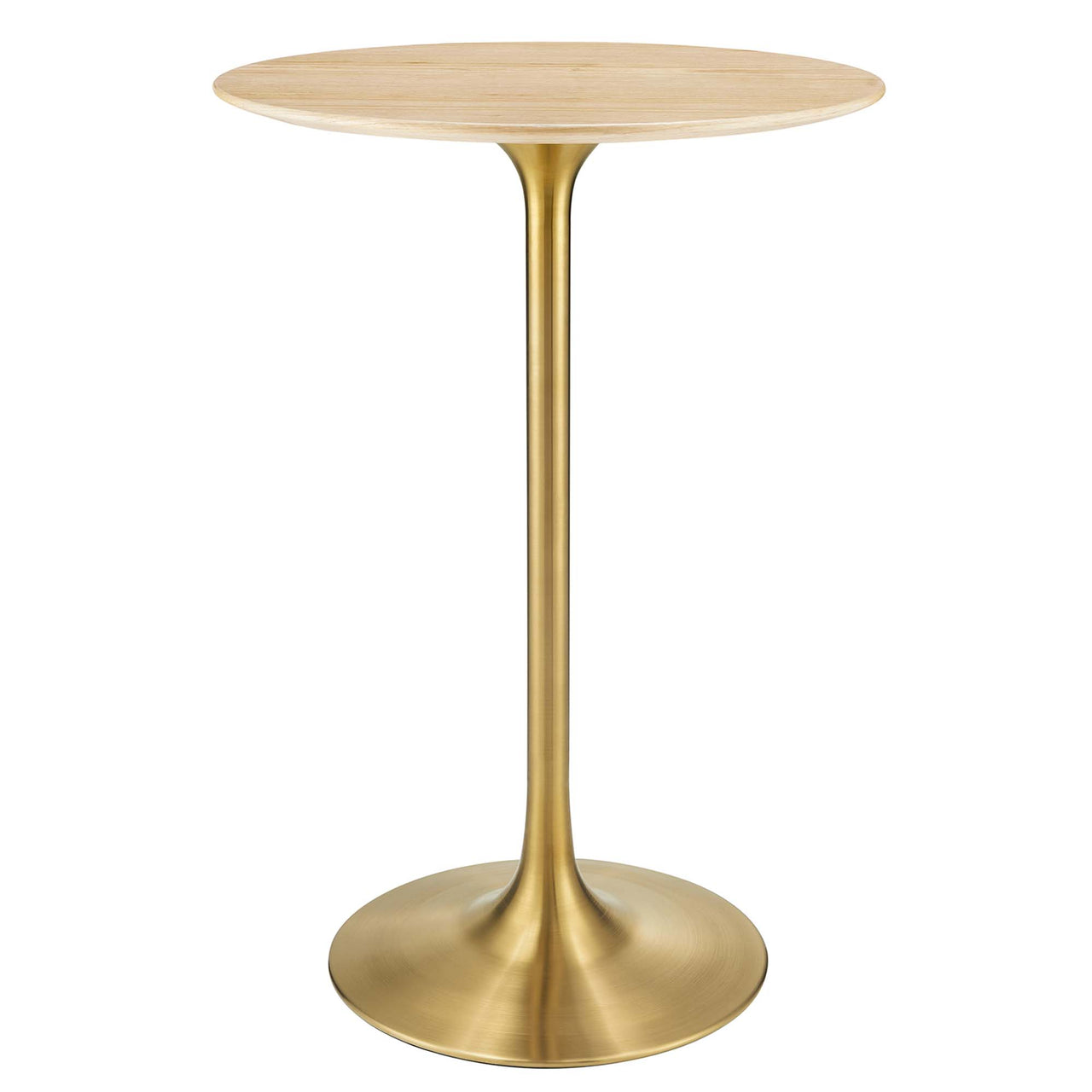 Ensemble Round Bar Table, Gold & Natural Wood