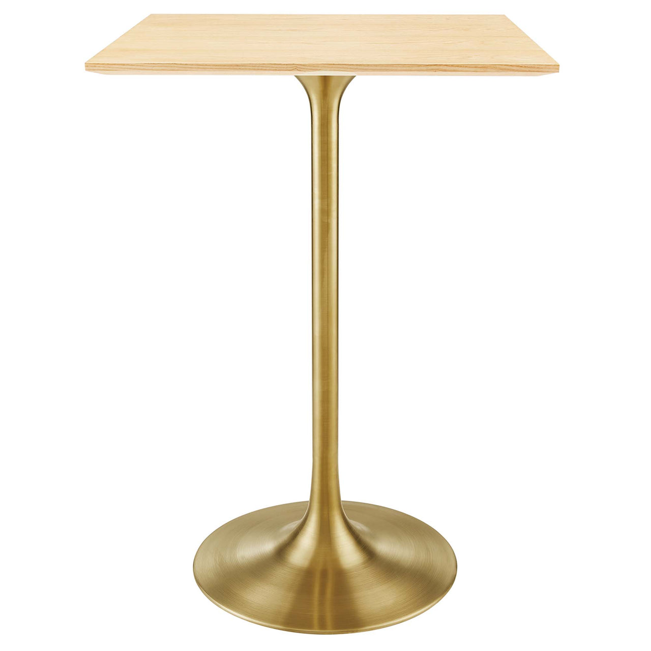 Ensemble Square Bar Table, Gold & Natural Wood