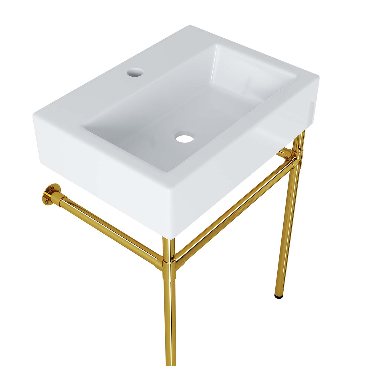 Levi Floating Vanity Unit, Small, Gold & White