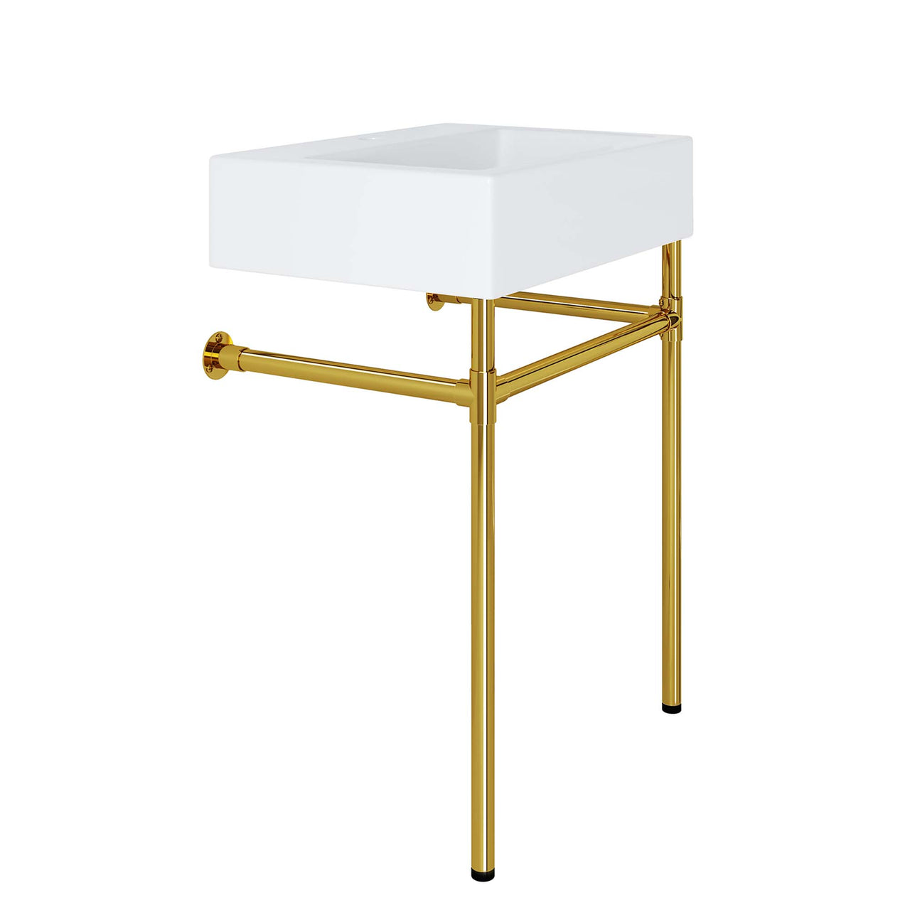 Levi Floating Vanity Unit, Small, Gold & White