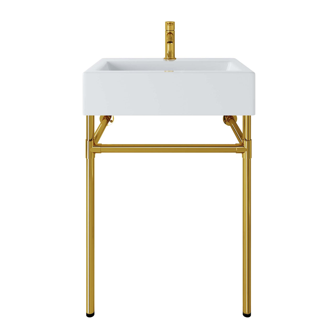 Levi Floating Vanity Unit, Small, Gold & White