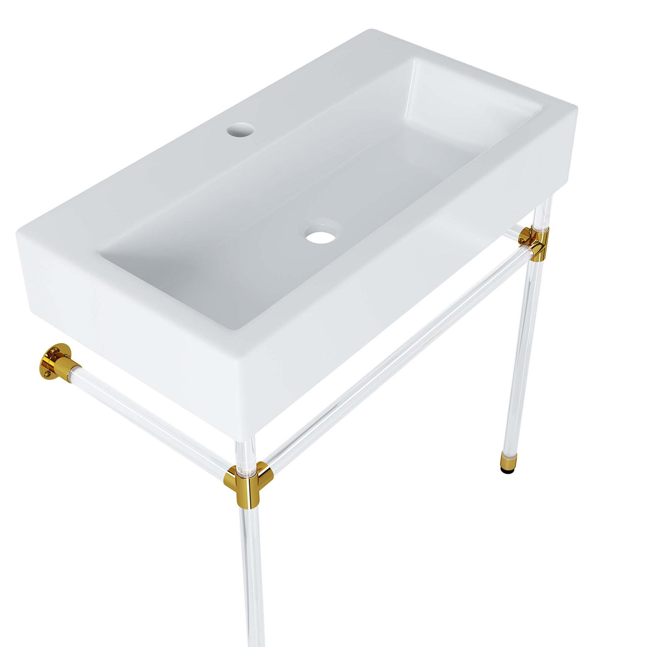 Levi Floating Acrylic Vanity Unit, Medium, Clear & White