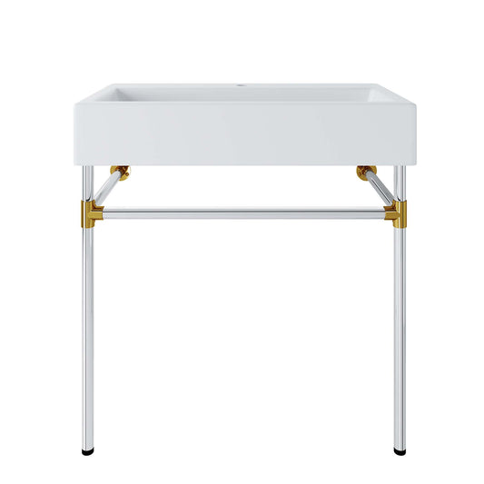 Levi Floating Vanity Unit, Medium, Silver & White
