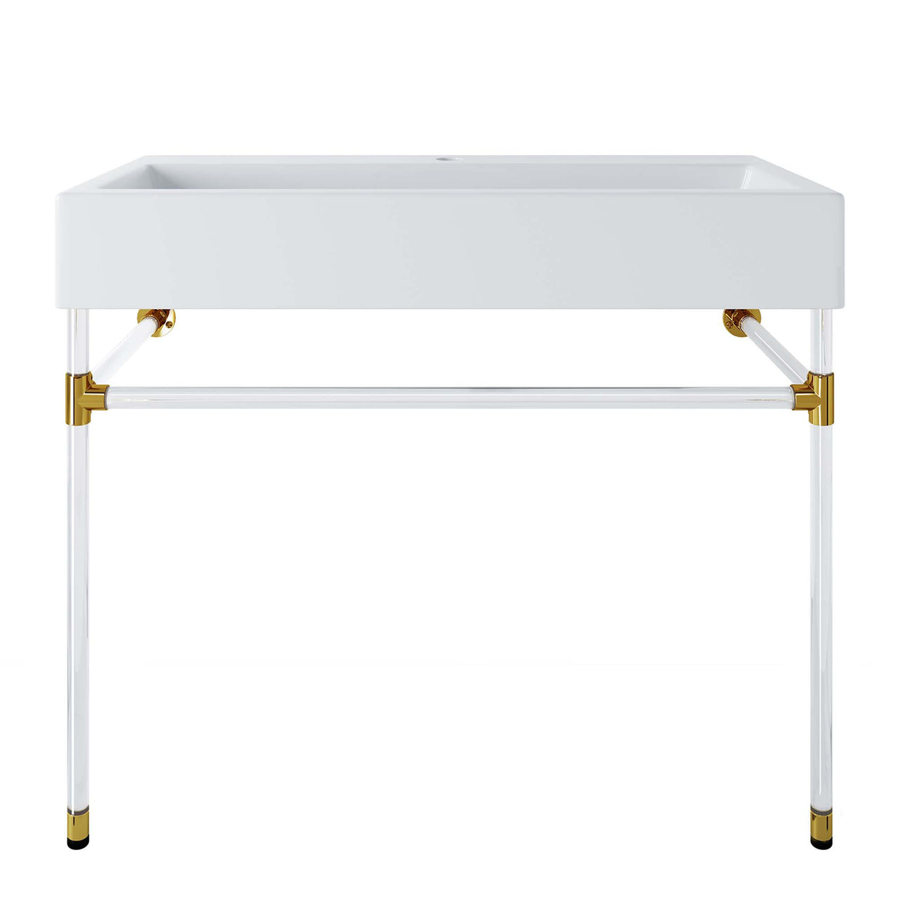 Levi Floating Acrylic Vanity Unit, Large, Clear & White