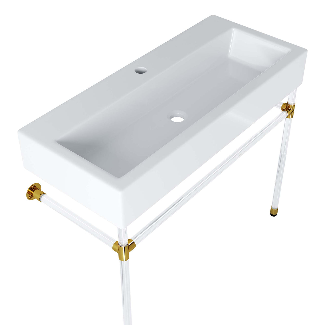 Levi Floating Acrylic Vanity Unit, Large, Clear & White