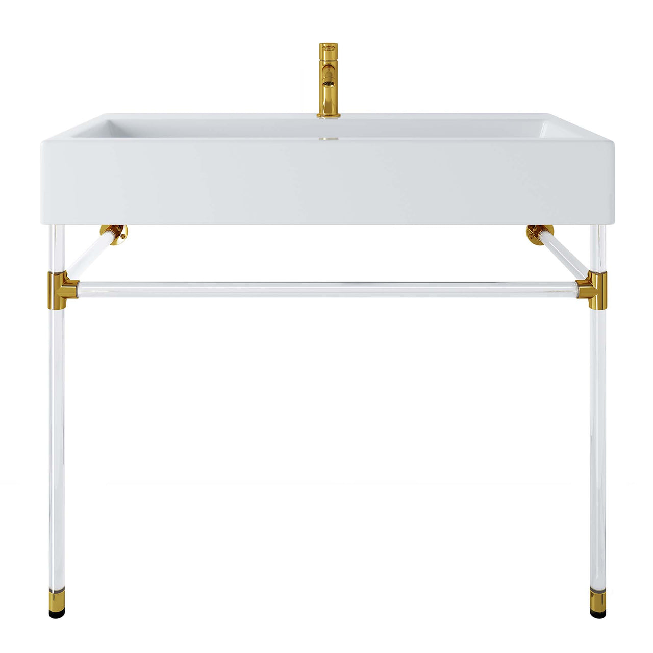 Levi Floating Acrylic Vanity Unit, Large, Clear & White