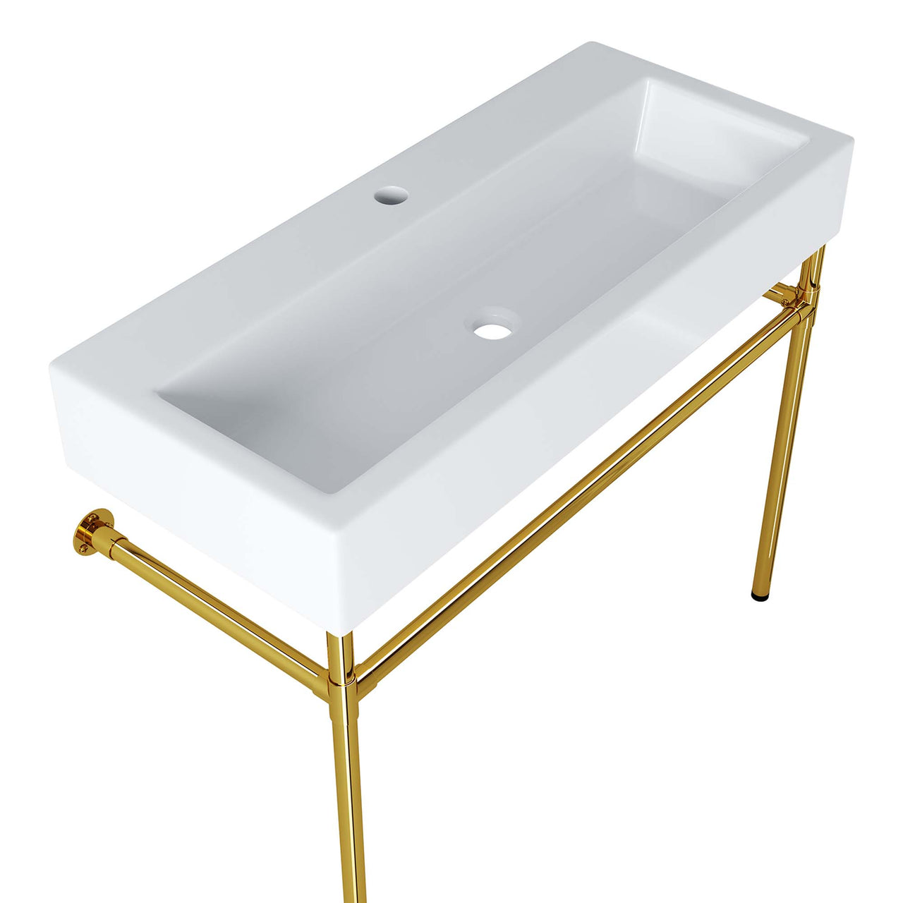 Levi Floating Vanity Unit, Large, Gold & White