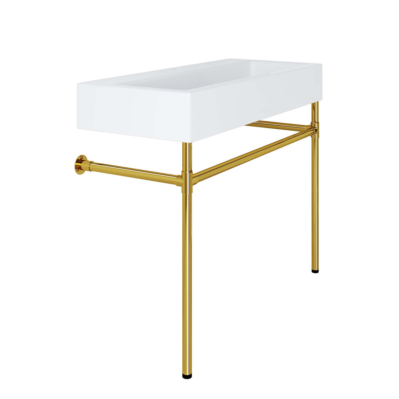 Levi Floating Vanity Unit, Large, Gold & White