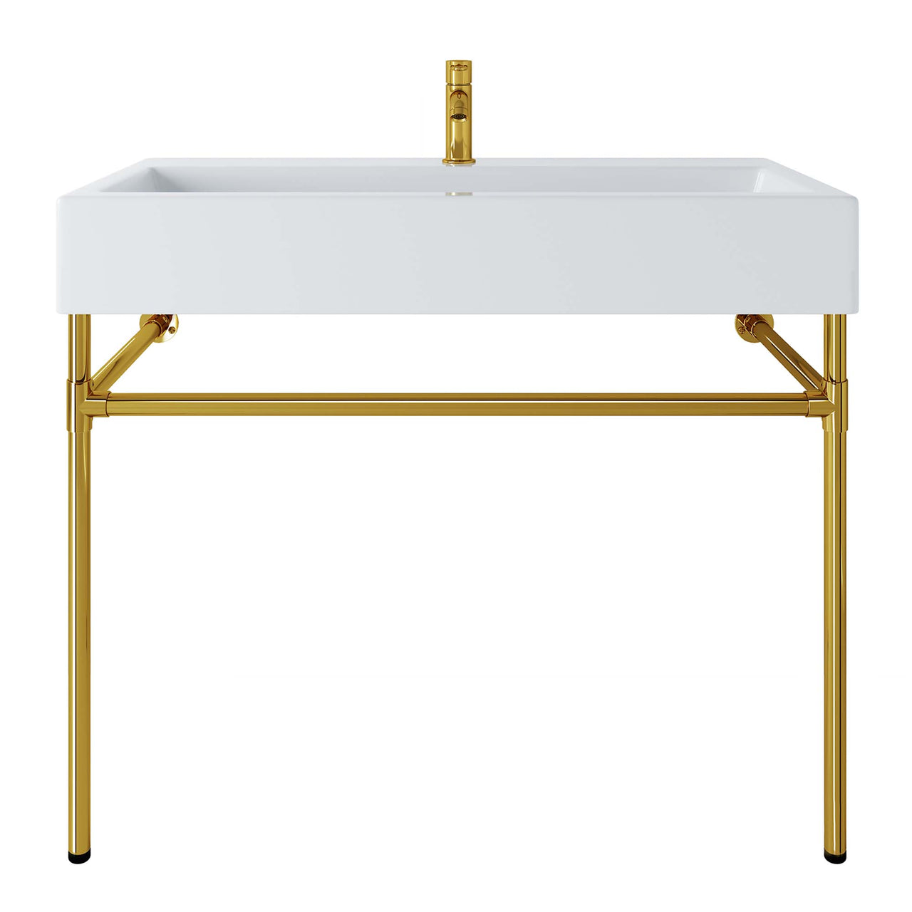 Levi Floating Vanity Unit, Large, Gold & White