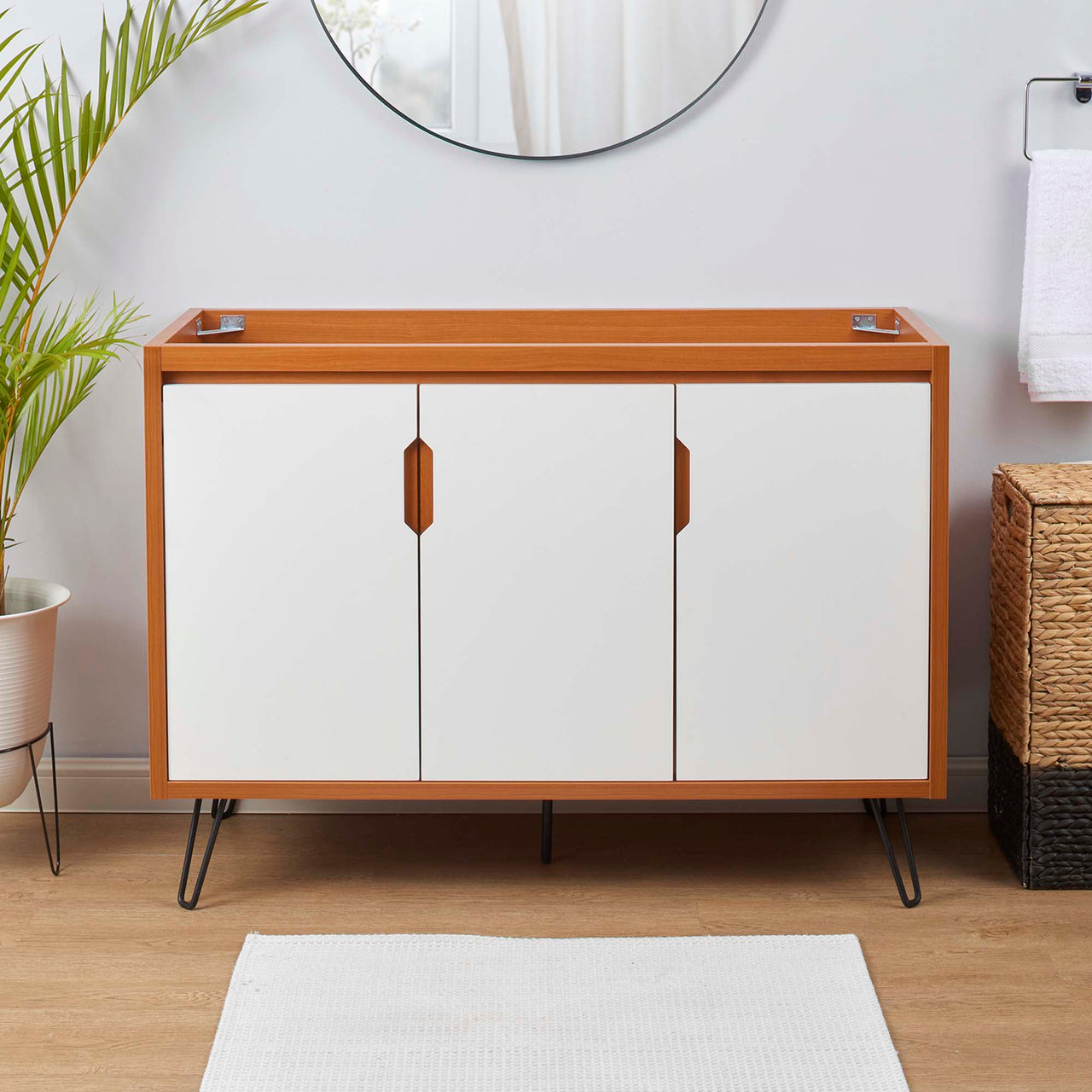 Starfire Vanity Base with Storage (Single | Double Sink Compatible), Extra Large, Coral & White