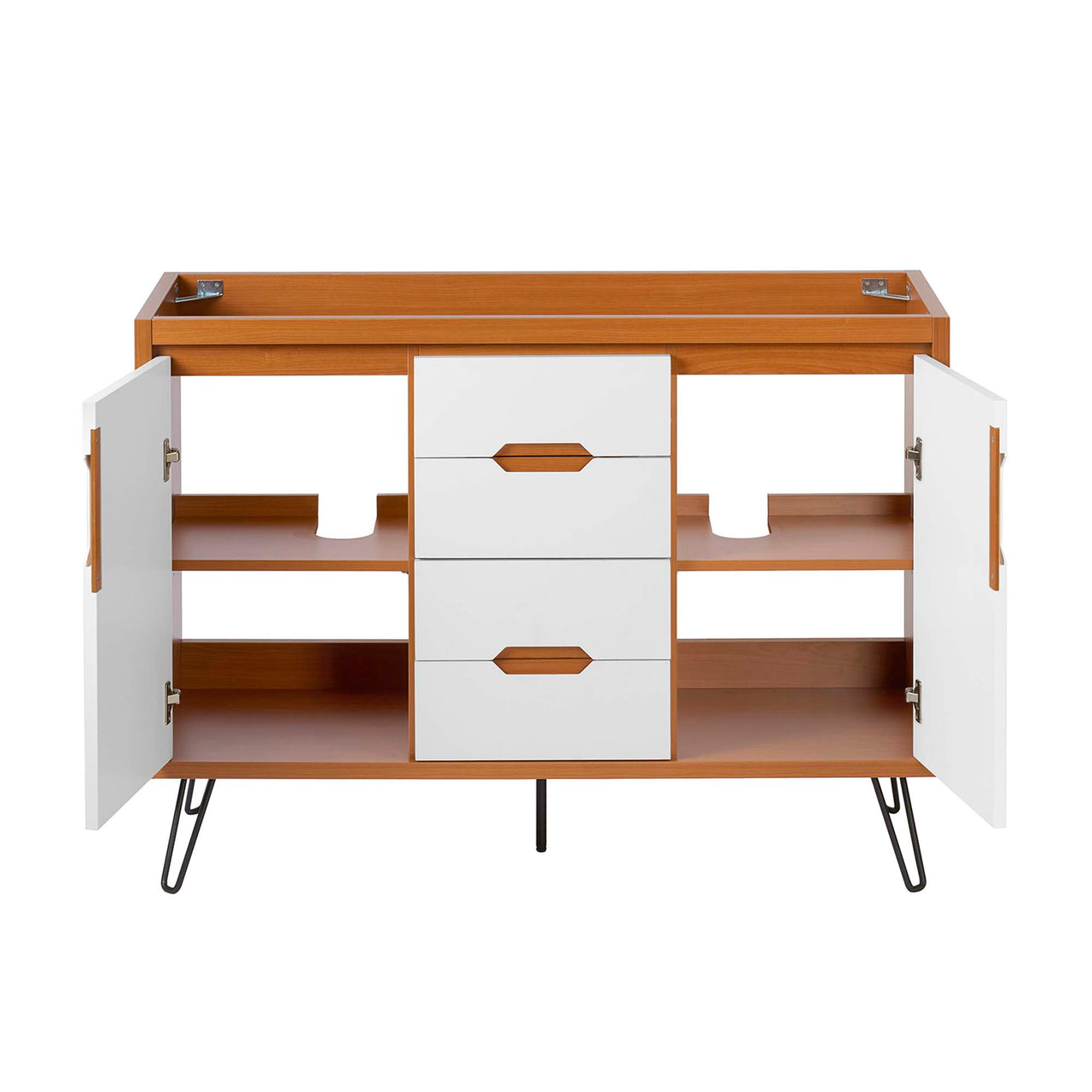 Starfire Vanity Base with Storage (Double Sink Compatible), Extra Large, Coral & White