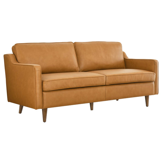 Daxon Genuine Leather Sofa, Tan