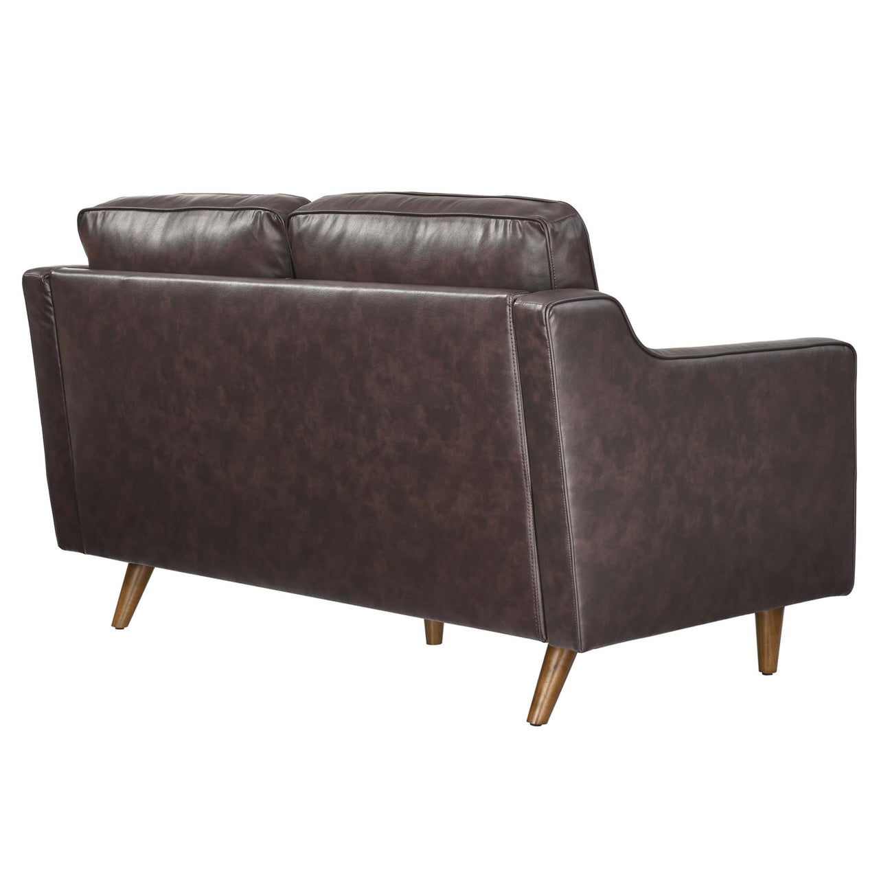 Daxon Genuine Leather Loveseat, Brown