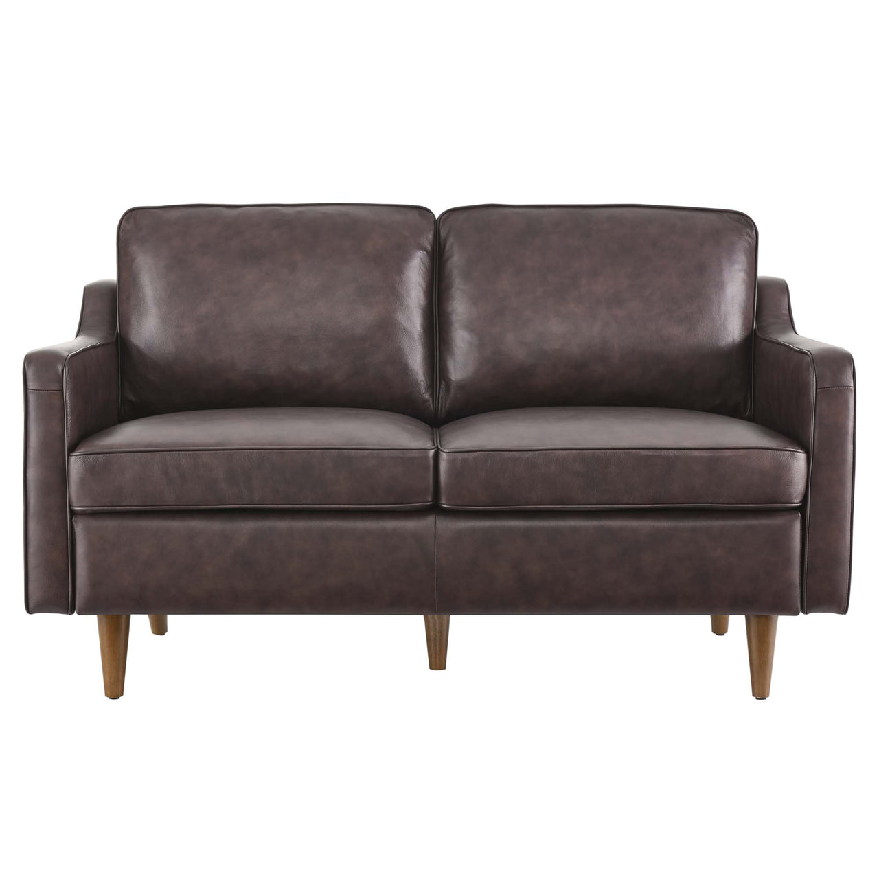 Daxon Genuine Leather Loveseat, Brown
