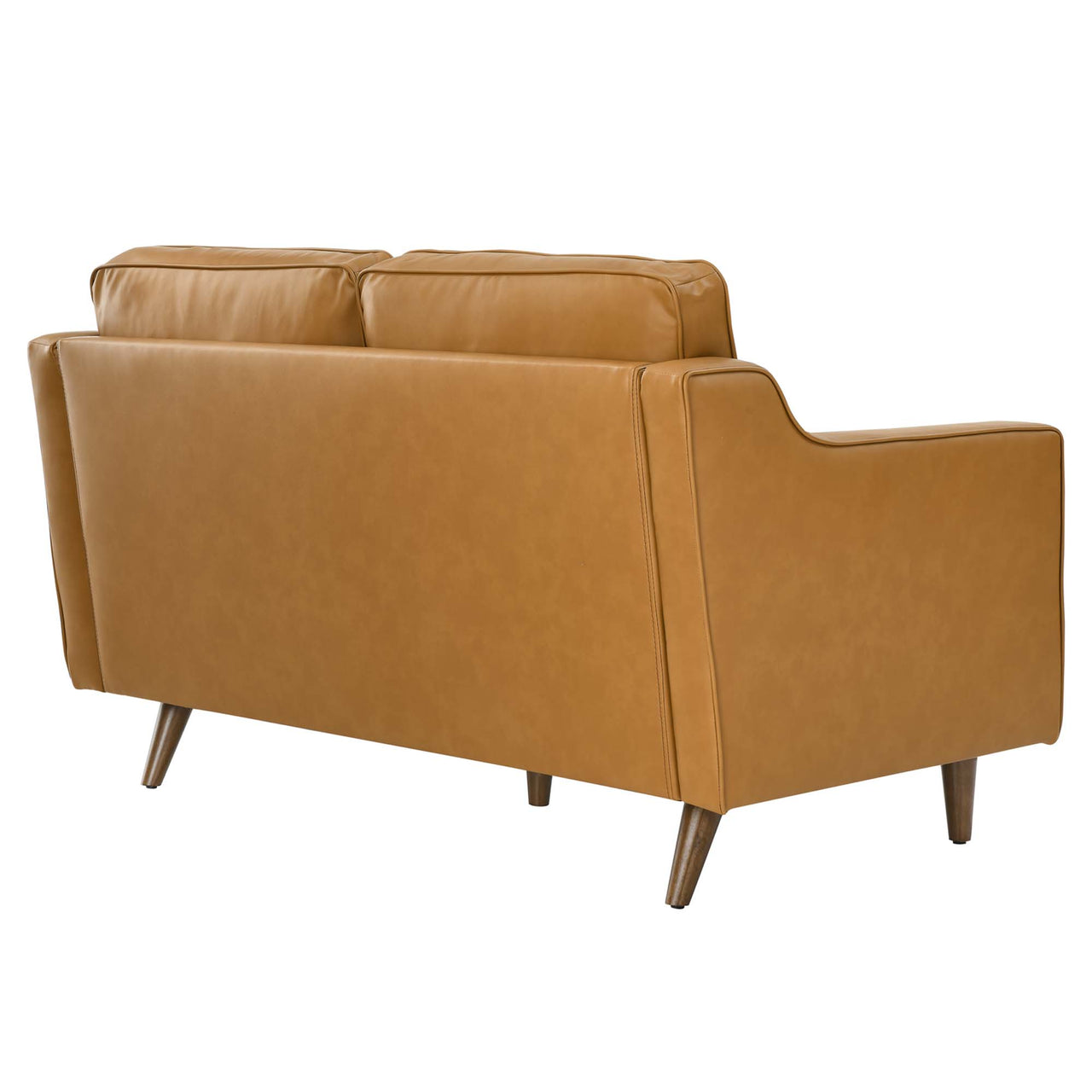 Daxon Genuine Leather Loveseat, Tan