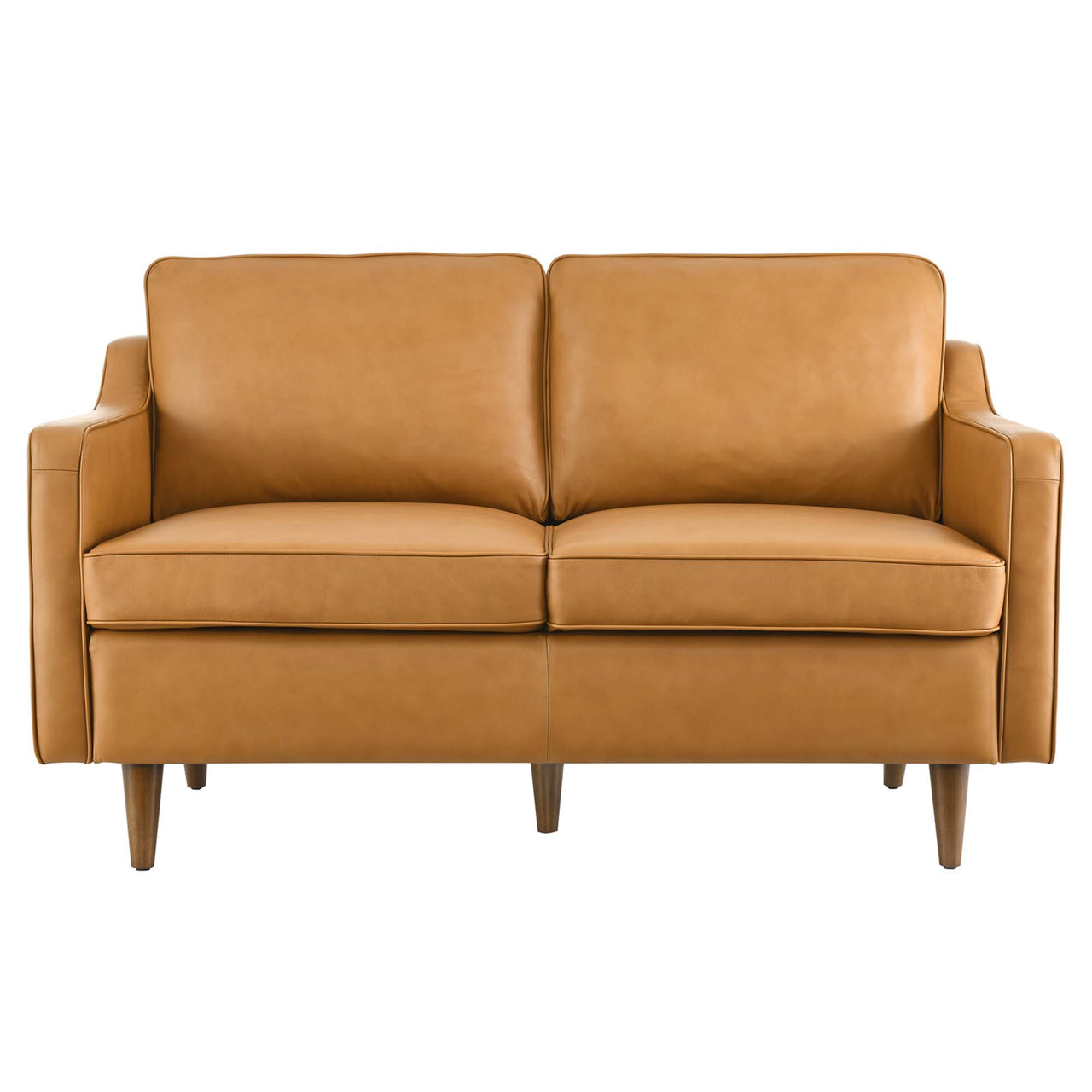 Daxon Genuine Leather Loveseat, Tan
