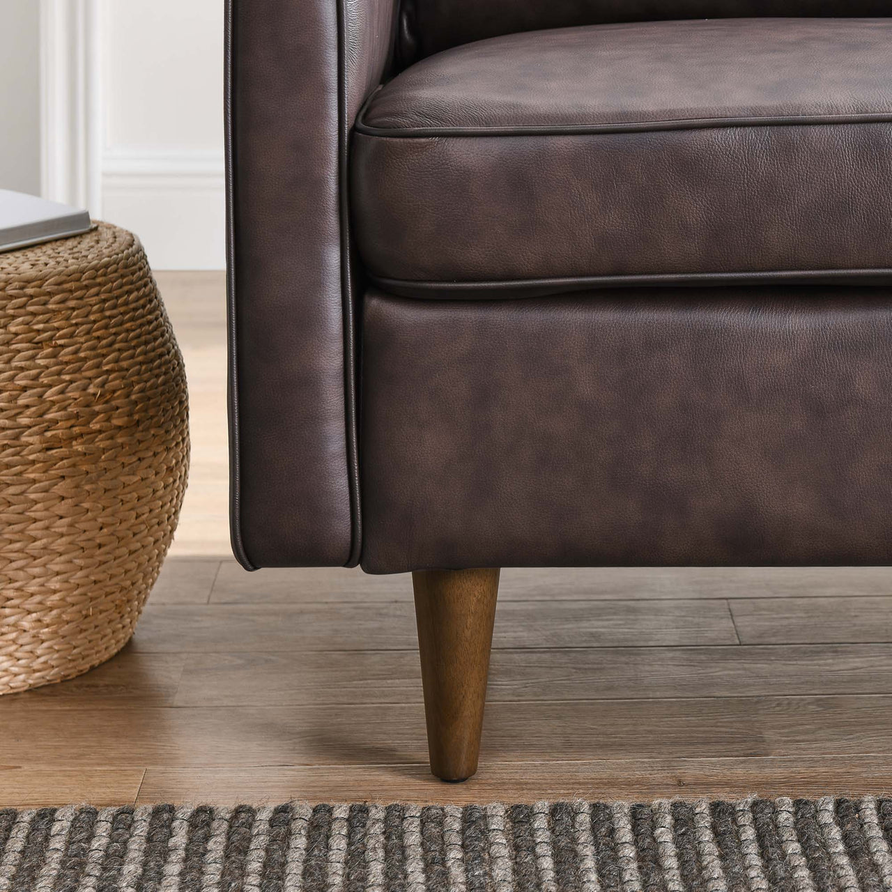 Daxon Genuine Leather Armchair, Brown