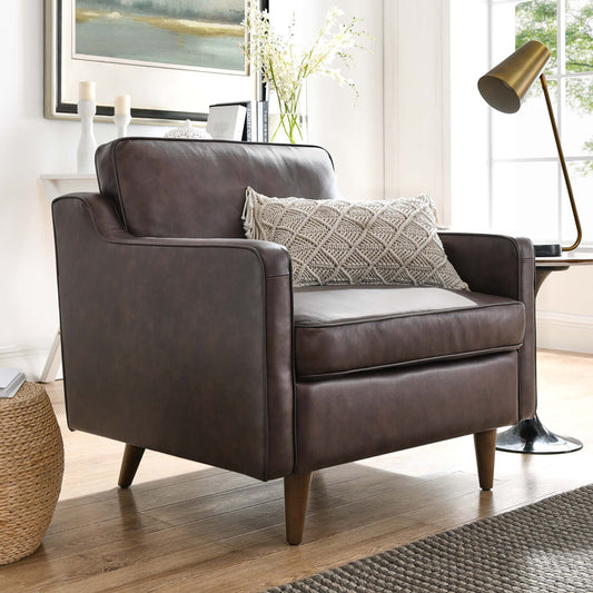 Daxon Genuine Leather Armchair, Brown
