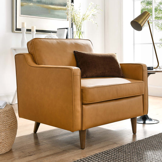 Daxon Genuine Leather Armchair, Tan