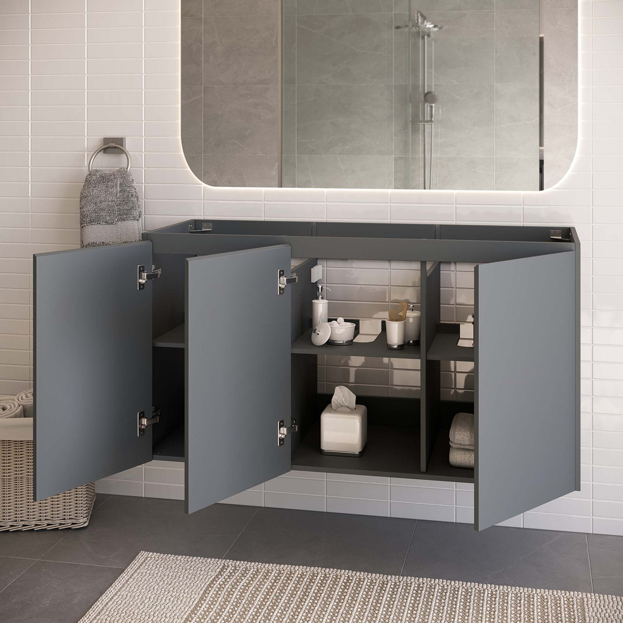 Brittney Floating Vanity Base with Storage, Extra Large, Gray