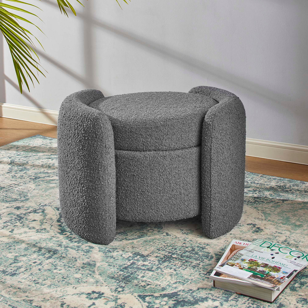 Mitosis Boucle Ottoman, Charcoal