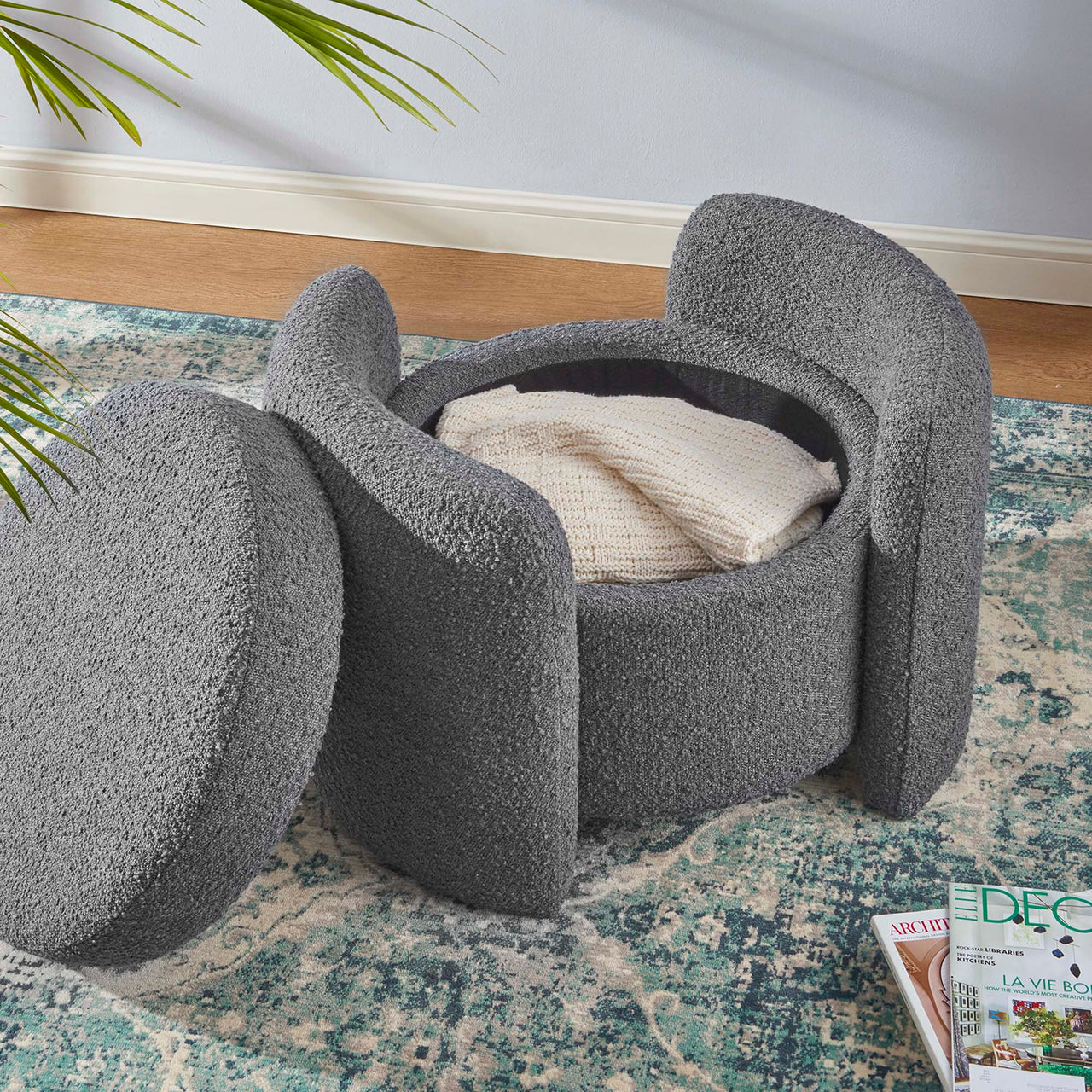 Mitosis Boucle Ottoman, Charcoal