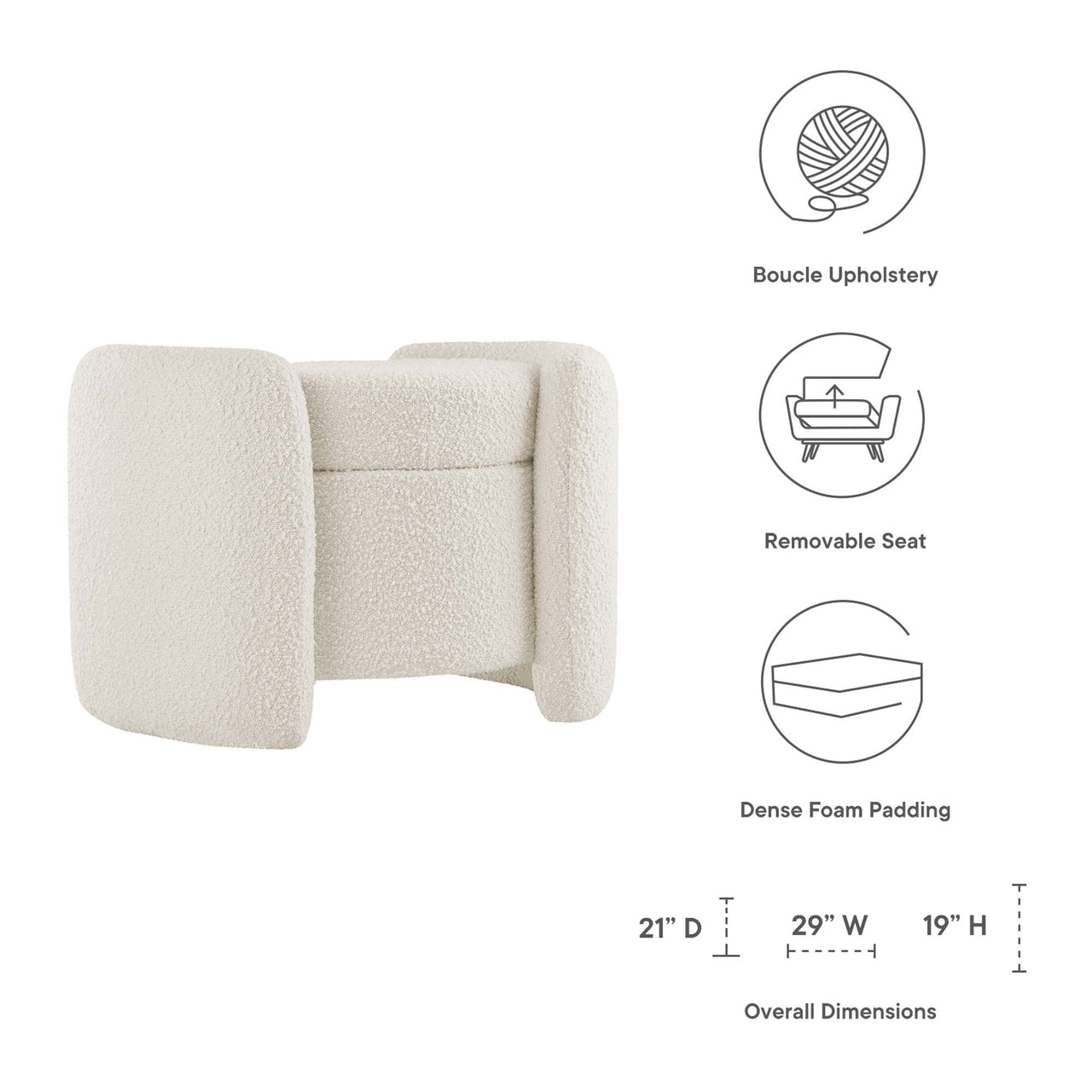 Mitosis Boucle Ottoman, Ivory