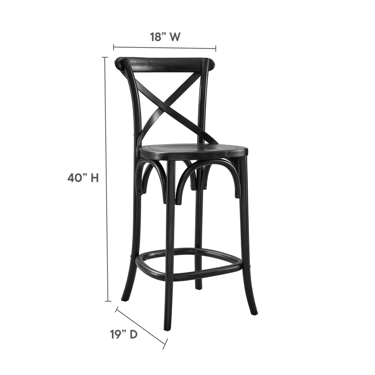 Countryside-Chic Counter Stool, Black