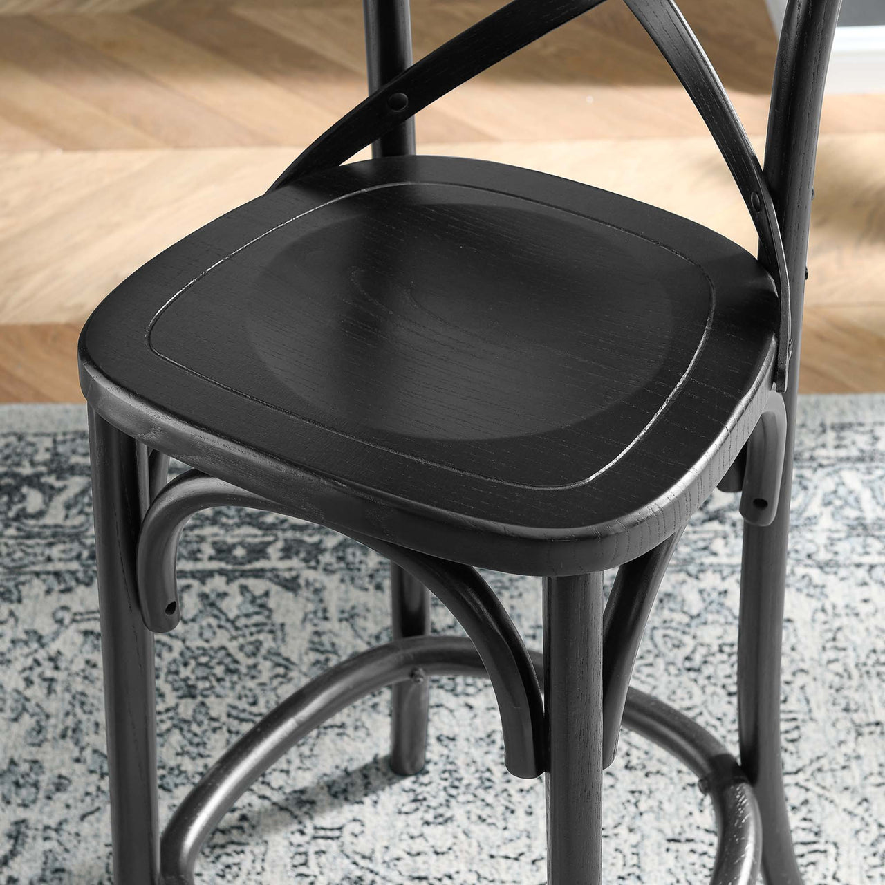 Countryside-Chic Counter Stool, Black